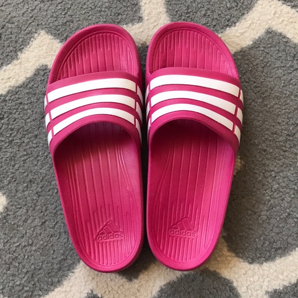pink adidas slides size 6
